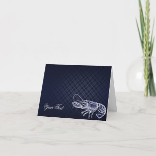 Vintage Lobster Navyblauw Elegant Chic Dank je wel Bedankkaart