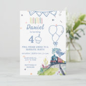 Vintage Locomotive Anniversaire Invitation Train E (Debout devant)