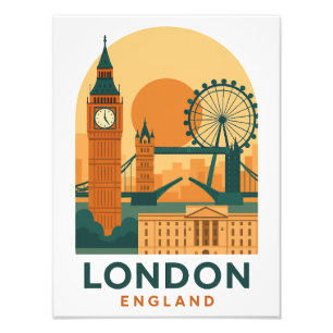 Vintage Londen Engeland Reis Foto Print Retro Afdruk