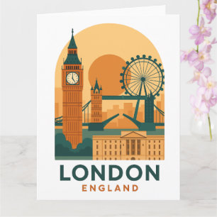 Vintage Londen Engeland Reis Kaart – Retro Big Ben