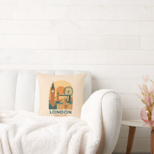 Vintage Londen Engeland Reizen   Retro  Kussen