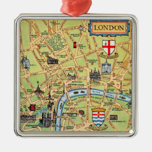 Vintage Londen kaart ornament