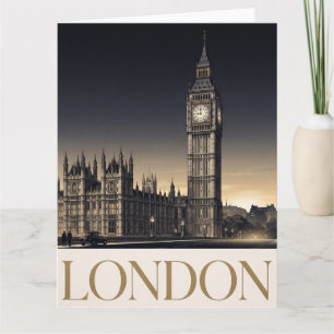 Vintage Londen Reisposter met Big Ben  Kaart