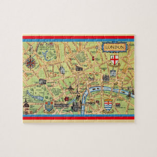 Vintage Londense kaart 8x10 puzzel