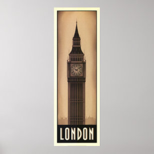 Vintage London Big-Ben Sepia Travel Poster