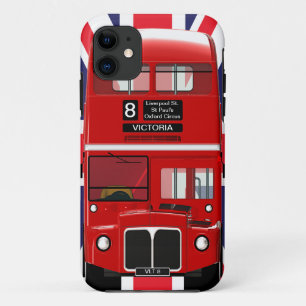Vintage London Bus en Union Jack iPhone 11 Hoesje