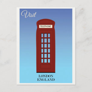 Vintage London England Red Phone Booth Travel Briefkaart
