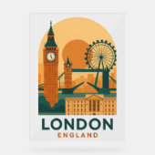 Vintage London England Travel Acrylic Sign | Retro (Recto)