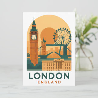 Vintage London England Travel Poster Postcard Kaart