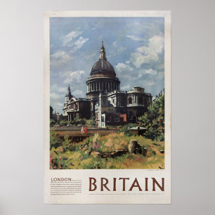 Vintage London's St. Paul's Cathedraal Travel Poster