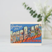 Vintage Long Beach CA Briefkaart (Staand voorkant)