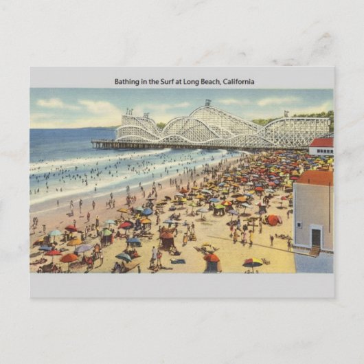 Vintage Long Beach California Briefkaart (Voorkant)
