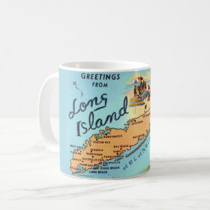 Vintage Long Island kaart mok