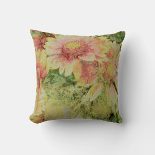 vintage look floral design coussin couleurs douces