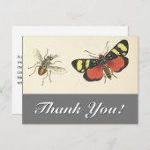 Vintage Look Insectes "Merci !" Carte postale (Devant / Derrière)