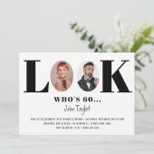 Vintage Look Qui est Anniversaire Photo Invitation (Debout devant)