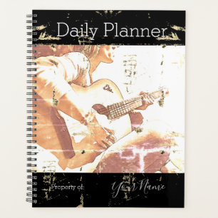 Vintage Look Vrouw die gitaar speelt Planner HAMbW