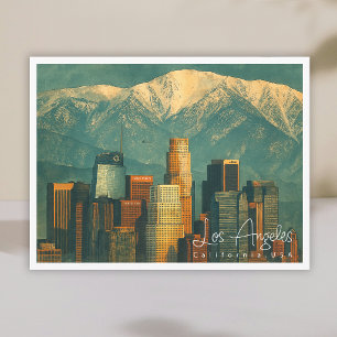 Vintage Los Angeles Aquarel Retro Californië Feestdagenkaart