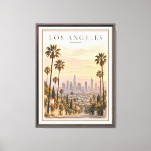 Vintage Los Angeles Californië Palmbomen Silhouet  Canvas Afdruk