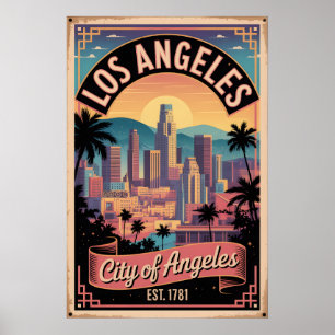 Vintage Los Angeles Californië Stad der Engelen Poster