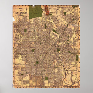 Vintage Los Angeles Kaartposter 1924 Poster