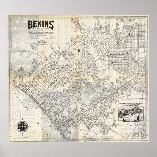 Vintage Los Angeles Map Poster 1940 (Devant)