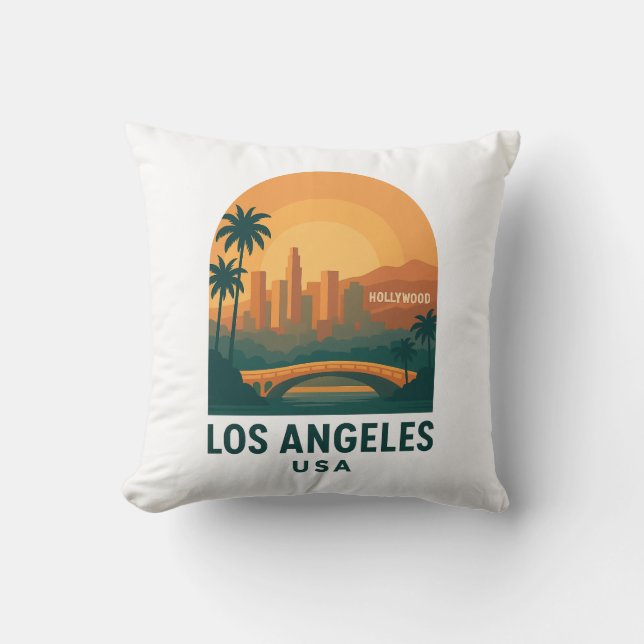 Vintage Los Angeles Travel – Retro Hollywood  Kussen (Voorkant)