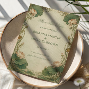 Vintage Lotus Botanisch Save The Date