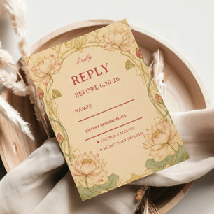 Vintage Lotus Botanische Elegantie RSVP Kaartje
