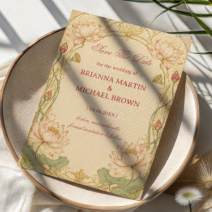 Vintage Lotus Botanische Elegantie Save The Date