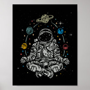 Vintage Lotus Mediterende Astronaut Zen Yoga Plane Poster