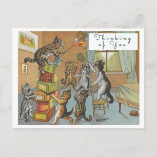 Vintage Louis Wain Grappige Katten Kunst Denk Aan  Briefkaart