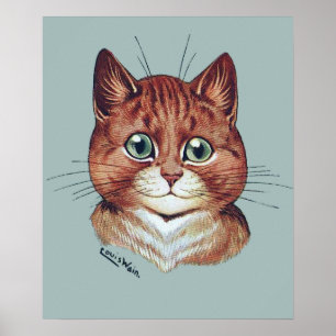 Vintage Louis Wain Oranje Tabby Cat Poster