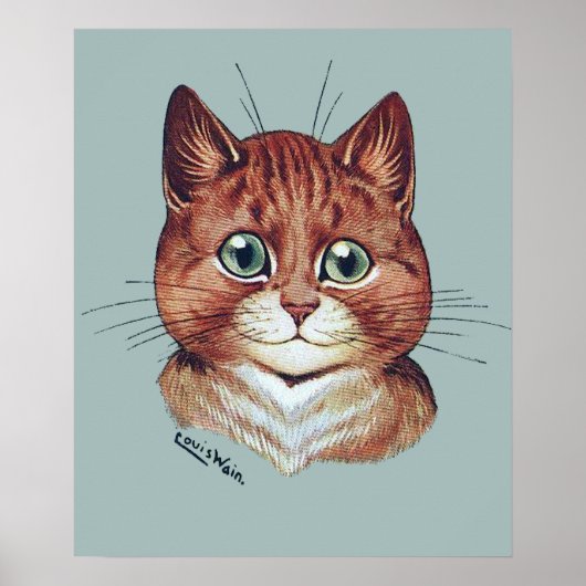 Vintage Louis Wain Oranje Tabby Cat Poster (Voorkant)