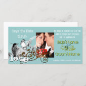 Vintage Love Birds Bewaar de Datum Jouw Foto Save The Date (Voorkant / Achterkant)