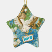 Vintage Love colombe bleu fleurs blanches ornement (Gauche)