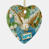 Vintage Love colombe bleu fleurs blanches ornement (Droite)