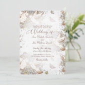 Vintage Love Doves Garden Wedding Kaart (Staand voorkant)