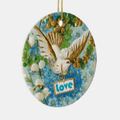 Vintage Love duif blauwe witte bloemen ornament (Rechts)