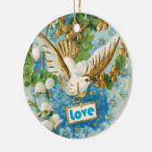 Vintage Love duif blauwe witte bloemen ornament (Links)