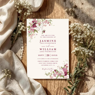 Vintage Love Duiven Elegante QR Code Trouwen Kaart