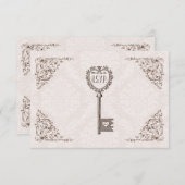 Vintage Love Key Wedding RSVP (Voorkant / Achterkant)