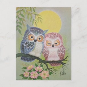 Vintage Love Owls Briefkaart