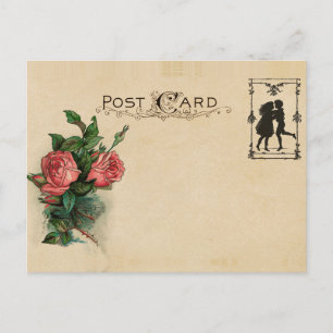 Vintage Love Romantic Rozen Floral Flowers Briefkaart