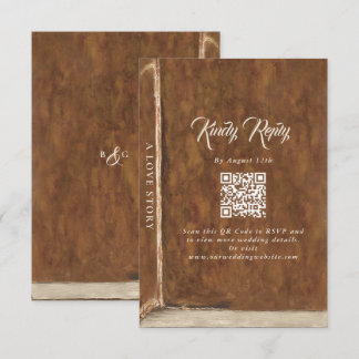 Vintage Love Story Fairytale Library Book Wedding Informatiekaartje