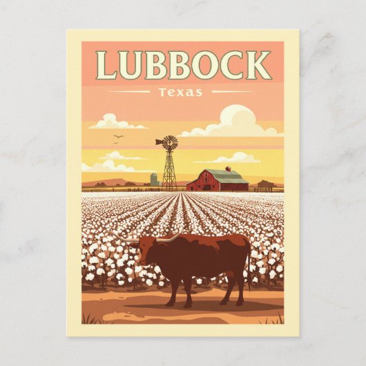 Vintage Lubbock Texas Briefkaart (Voorkant)