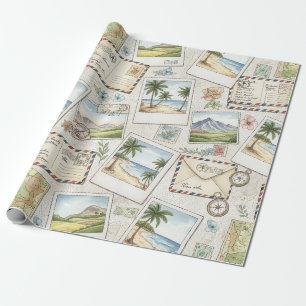 Vintage luchtpostavontuur (1) cadeaupapier
