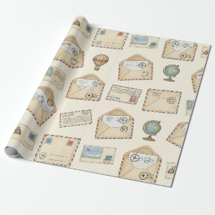 Vintage luchtpostavontuur (4) cadeaupapier