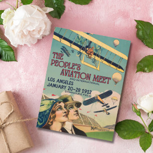 Vintage Luchtvaart Meet Poster Retro Vliegtuig Briefkaart