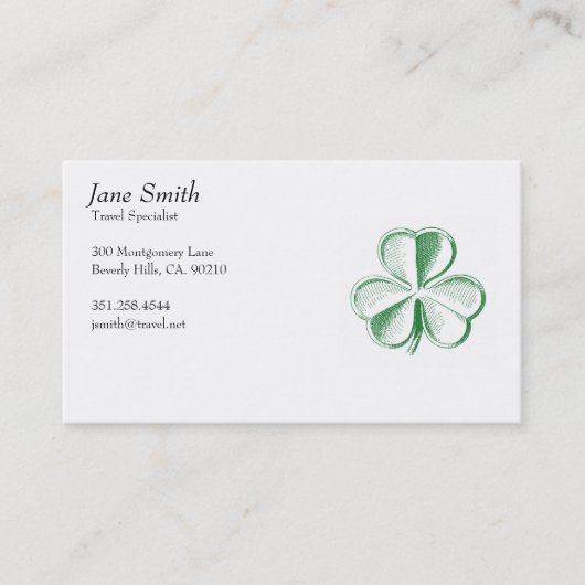 Vintage Lucky Shamrock Visitekaartje (Voorkant)